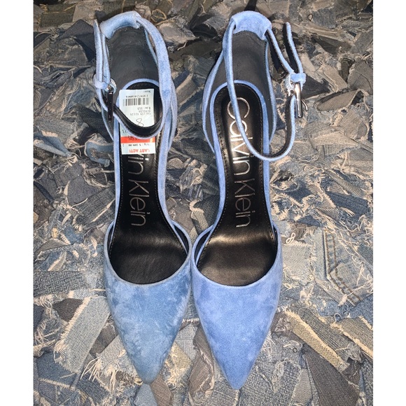 Calvin Klein Blue Suede Heels - Picture 1 of 8